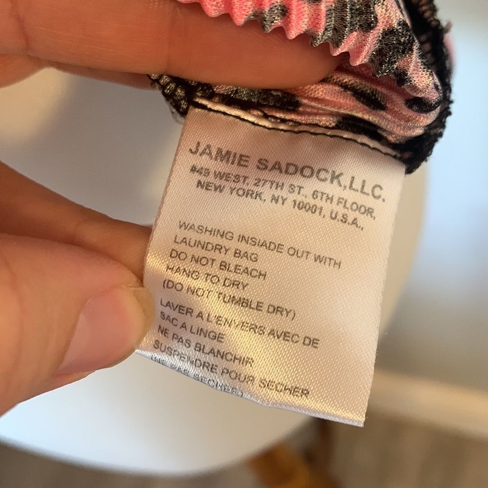 [Jamie Sadock] Pink/Black Pleated Leopard Shirt - Size Small - Picture 4 of 7